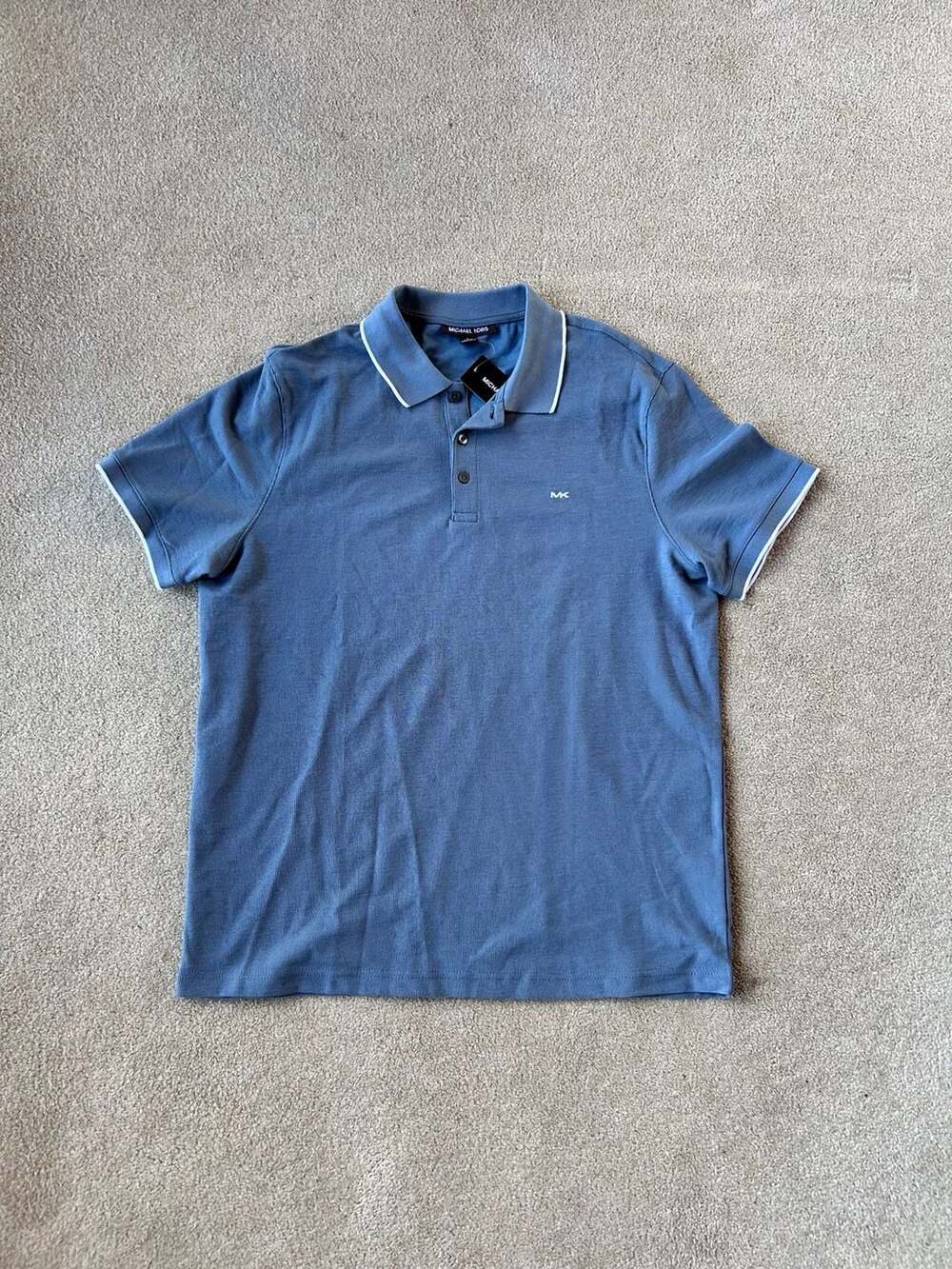 Michael Kors Men's Tipped Pique Polo Shirt in Denim Blue - Size L